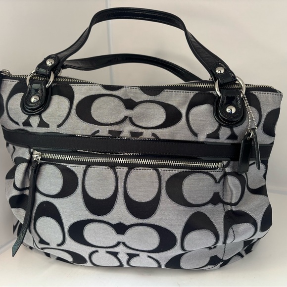 Coach Poppy Metallic Monogram Sateen Glam Tote Bag with COA & dust bag - Picture 1 of 16